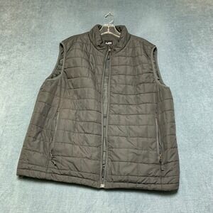 Mack Russo Quilted Puffer Vest Mens Large Black Custom Fit Full Zip Mock Neck
